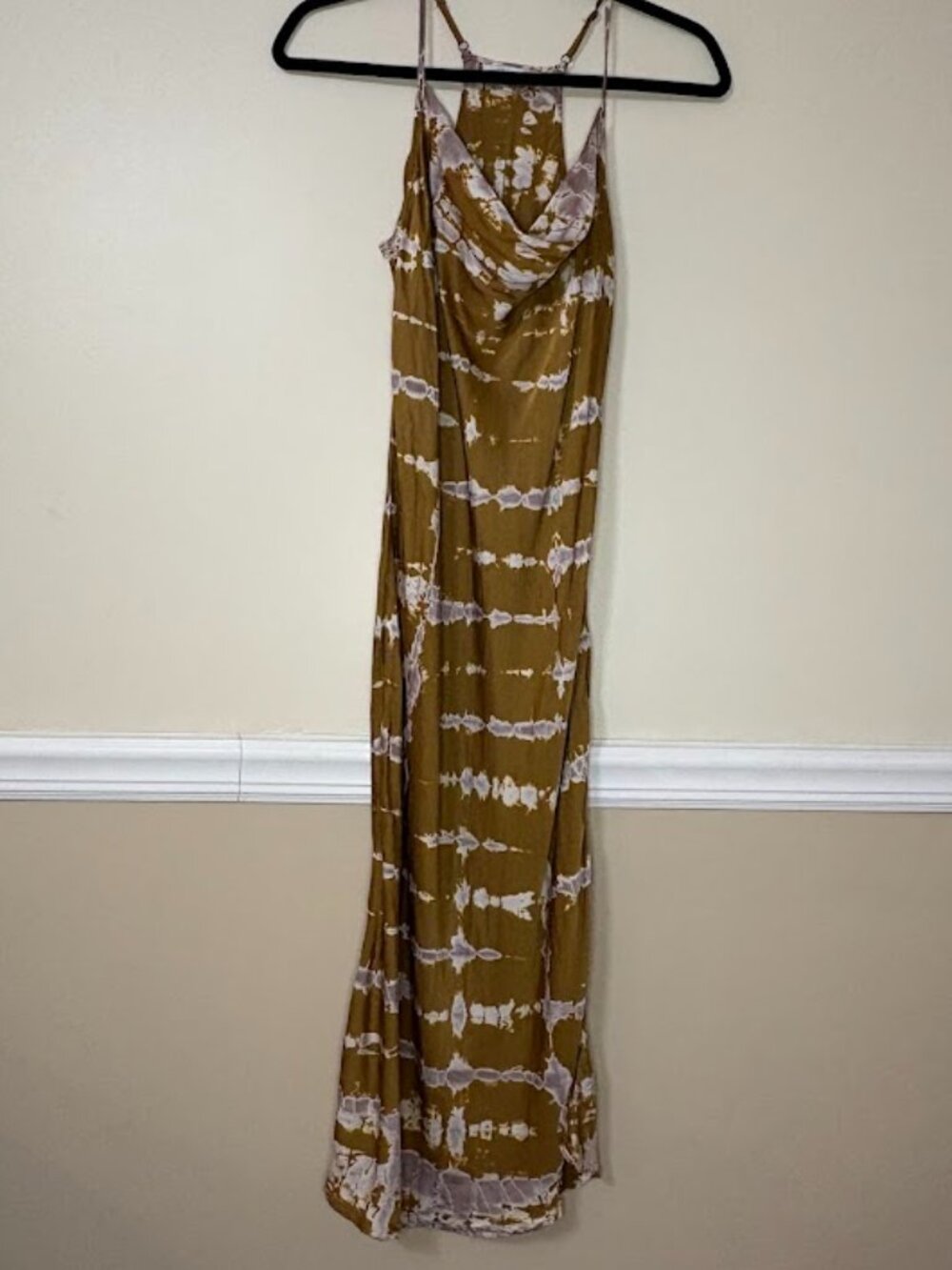 Young Fabulous & Broke Small Tie Dye Maxi Dress Olive Gold